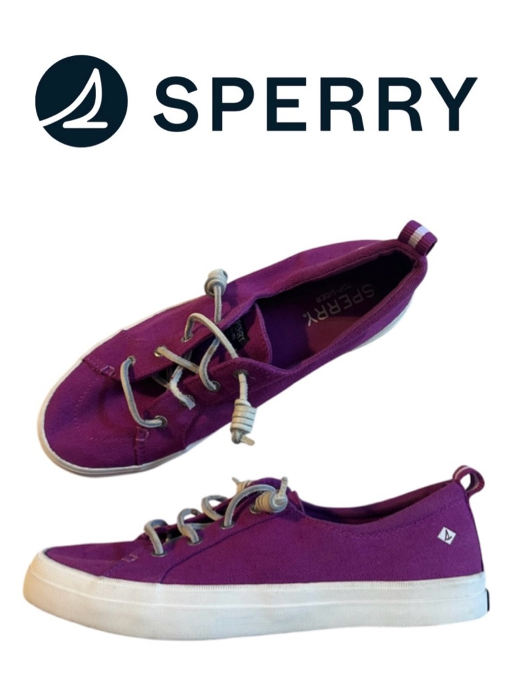 Sperry Top Sider Crest Vibe Sneaker Linen Rose Boat Purple Preppy Coastal 8.5